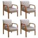 Ver imagem 1 de Kit 4 Poltronas Cadeira Decorativa Sala, Recepção Lara Cinza Capuccino