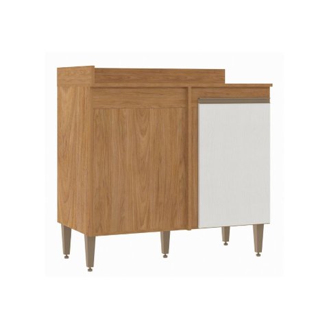 Balcão de Canto Modular Paris 1 Porta Freijó/Branco Menu Móveis