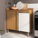 Ver imagem 2 de Balcão de Canto Modular Paris 1 Porta Freijó/Branco Menu Móveis