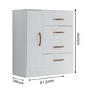 Ver imagem 3 de Cômoda para Quarto 4 Gavetas 01 Porta Lite Branco/Brilho