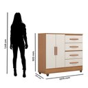 Ver imagem 4 de Cômoda para Quarto 4 Gavetas 02 Portas com Pés Lite Marrom/Nature/Off White