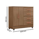 Ver imagem 3 de Cômoda para Quarto 4 Gavetas e 2 Portas Lite Marrom/Carvalho Oak