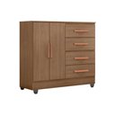 Ver imagem 2 de Cômoda para Quarto 4 Gavetas e 2 Portas Lite Marrom/Carvalho Oak