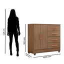 Ver imagem 4 de Cômoda para Quarto 4 Gavetas e 2 Portas Lite Marrom/Carvalho Oak
