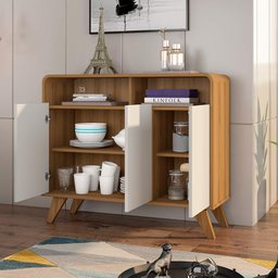 Buffet Aparador Retrô 3 Portas Nature Off White Eccos Potenza - 3