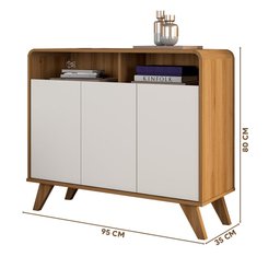 Buffet Aparador Retrô 3 Portas Nature Off White Eccos Potenza - 4