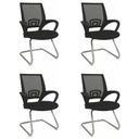 Ver imagem 1 de Kit 4 Cadeiras para Escritório Interlocutor Fixa Tela Mesh Preto