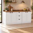 Ver imagem 1 de Cozinha Compacta Modulada 2 Balcões com Tampo de 25mm Fretes Americana Branco