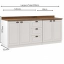 Ver imagem 3 de Cozinha Compacta Modulada 2 Balcões com Tampo de 25mm Fretes Americana Branco