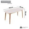 Conjunto Sala de Jantar Mesa 160x80cm Tampo Mdf Laqueado com Vidro Laqueado 6 Cadeiras Ceci Yescasa - 3