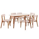 Ver imagem 2 de Conjunto Sala de Jantar Mesa 160x80cm Tampo Mdf Laqueado com Vidro Laqueado 6 Cadeiras Ceci Yescasa