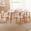 Ver imagem 1 de Conjunto Sala de Jantar Mesa 160x80cm Tampo Mdf Laqueado com Vidro Laqueado 6 Cadeiras Ceci Yescasa