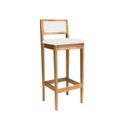 Ver imagem 3 de Kit 2 Banquetas Madeira Mel Churrasqueira Encosto em Trama:Mel com Linho Cru