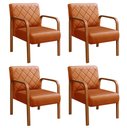 Ver imagem 1 de Kit 4 Poltronas Cadeira Decorativa Sala, Recepção Lara Laranja Terracota
