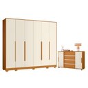 Ver imagem 1 de Guarda Roupa Casal Mercure 6 Portas e Cômoda Evidenza 02 Portas Deslizantes e 04 Gavetas Cinamomo