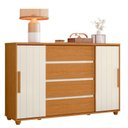 Ver imagem 4 de Guarda Roupa Casal Mercure 6 Portas e Cômoda Evidenza 02 Portas Deslizantes e 04 Gavetas Cinamomo