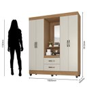 Ver imagem 3 de Guarda Roupa Casal Capela com Espelho 4 Portas e 2 Gavetas e Pés Lite Marrom/Nature/Off White