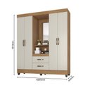 Ver imagem 4 de Guarda Roupa Casal Capela com Espelho 4 Portas e 2 Gavetas e Pés Lite Marrom/Nature/Off White