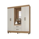 Ver imagem 2 de Guarda Roupa Casal Capela com Espelho 4 Portas e 2 Gavetas e Pés Lite Marrom/Nature/Off White