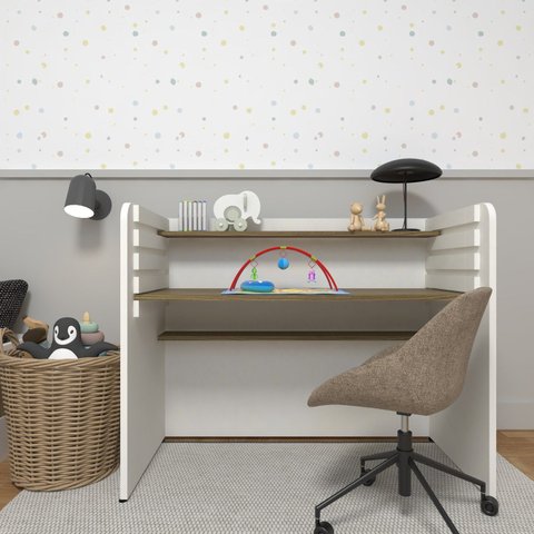 Escrivaninha/Mesa Infantil com Regulagem de Altura 100cm Branco e Carvalho Mel
