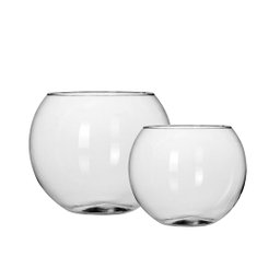 Kit Vaso Vidro Redondo Tipo Aquário 1,5 e 2,2 Litros Decoração e Terrários - Mistral - 1
