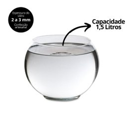 Kit Vaso Vidro Redondo Tipo Aquário 1,5 e 2,2 Litros Decoração e Terrários - Mistral - 4