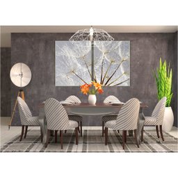 kit com 2 Quadros Decorativos Florais com Moldura e Vidro para Sala Quarto Escritório e Clínica 62x7 - 2