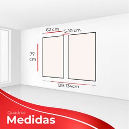 kit com 2 Quadros Decorativos Florais com Moldura e Vidro para Sala Quarto Escritório e Clínica 62x7 - 4