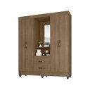 Ver imagem 2 de Guarda Roupa Casal Capela com Espelho 4 Portas e 2 Gavetas e Pés Lite Marrom/Carvalho/Oak