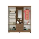 Ver imagem 3 de Guarda Roupa Casal Capela com Espelho 4 Portas e 2 Gavetas e Pés Lite Marrom/Carvalho/Oak
