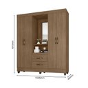 Ver imagem 4 de Guarda Roupa Casal Capela com Espelho 4 Portas e 2 Gavetas e Pés Lite Marrom/Carvalho/Oak