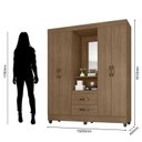 Ver imagem 5 de Guarda Roupa Casal Capela com Espelho 4 Portas e 2 Gavetas e Pés Lite Marrom/Carvalho/Oak