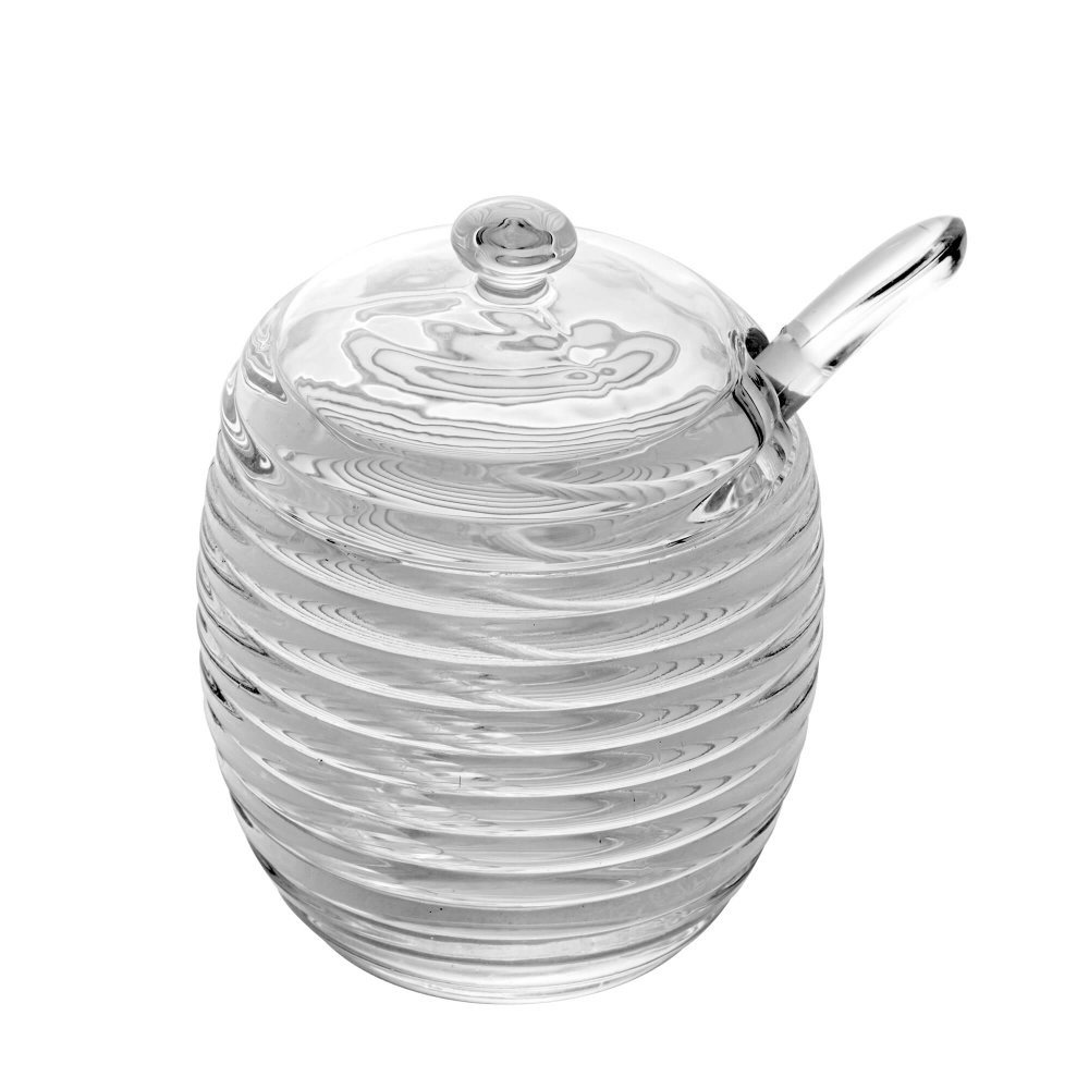 Açucareiro de Cristal Colmeia com Colher e Tampa 210ml - Lyor