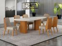 Ver imagem 7 de Conjunto Sala de Jantar Ísis 2,00m com 6 Cadeiras Tampo Orgânico Off White c/ Vidro Cinamomo/Sintéti