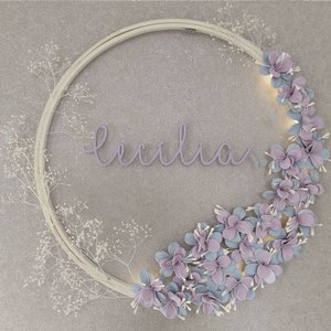 Porta Maternidade Floral Iluminada - Lírios Lilás