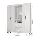 Ver imagem 4 de Guarda Roupa Casal Capela com Espelho 4 Portas e 2 Gavetas e Pés Lite Branco/Brilho
