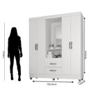 Ver imagem 5 de Guarda Roupa Casal Capela com Espelho 4 Portas e 2 Gavetas e Pés Lite Branco/Brilho