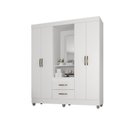 Ver imagem 3 de Guarda Roupa Casal Capela com Espelho 4 Portas e 2 Gavetas e Pés Lite Branco/Brilho
