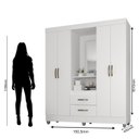 Ver imagem 5 de Guarda Roupa Casal Capela com Espelho 4 Portas e 2 Gavetas e Pés Lite
