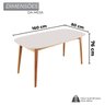 Conjunto Sala de Jantar Mesa 160x80cm Tampo Mdf Laqueado com Vidro Laqueado 6 Cadeiras Ceci Yescasa - 3