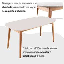 Conjunto Sala de Jantar Mesa 160x80cm Tampo Mdf Laqueado com Vidro Laqueado 6 Cadeiras Ceci Yescasa - 8 Conjunto Sala de Jantar Mesa 160x80cm Tampo Mdf Laqueado com Vidro Laqueado 6 Cadeiras Ceci Yescasa - 8