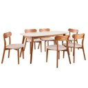 Ver imagem 2 de Conjunto Sala de Jantar Mesa 160x80cm Tampo MDF Laqueado com Vidro Laqueado 6 Cadeiras Ceci Yescasa