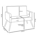 Ver mais imagens de Kit Poltrona e Namoradeira Nina Veludo Vermelho Pés Palito Castanho - Pallazio