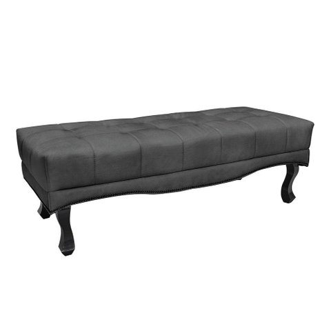 Puff Recamier Retrô Luis Xv Captonê para Quarto Vicenza 140cm Suede Cinza S04 - D'Rossi