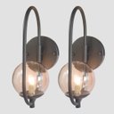 Ver imagem 2 de Kit 2 Arandela Parede Online Preto Globo de Vidro Fume