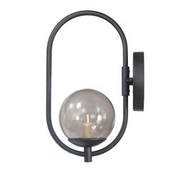 Kit 2 Arandela Parede Online Preto Globo de Vidro Fume - 3