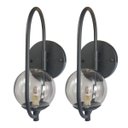 Ver imagem 1 de Kit 2 Arandela Parede Online Preto Globo de Vidro Fume