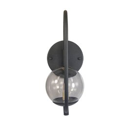 Kit 2 Arandela Parede Online Preto Globo de Vidro Fume - 4