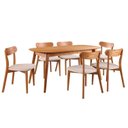 Ver imagem 2 de Conjunto Sala de Jantar Mesa 160x80cm Tampo em MDF Laminado 6 Cadeiras Ceci Yescasa Marrom/Off White