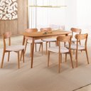 Ver imagem 1 de Conjunto Sala de Jantar Mesa 160x80cm Tampo em MDF Laminado 6 Cadeiras Ceci Yescasa Marrom/Off White